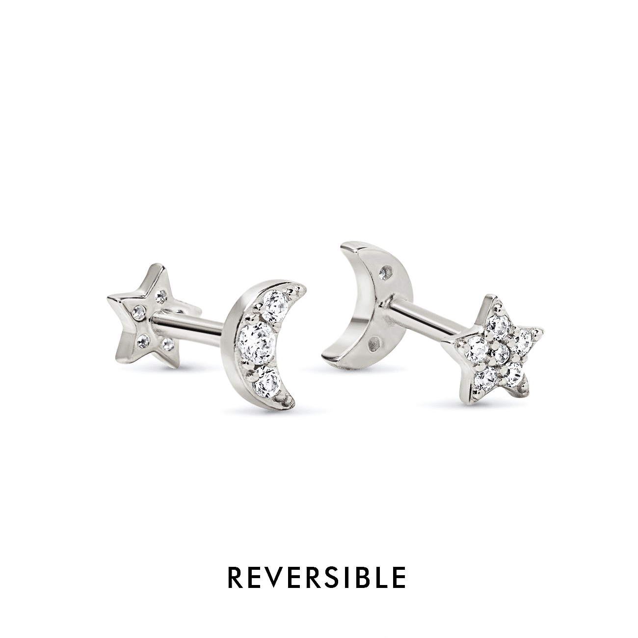 Moon and Star Flat Back Stud Earrings for Women - Dainty Celestial Jewelry for Everyday Wear, Parties, and Gifts