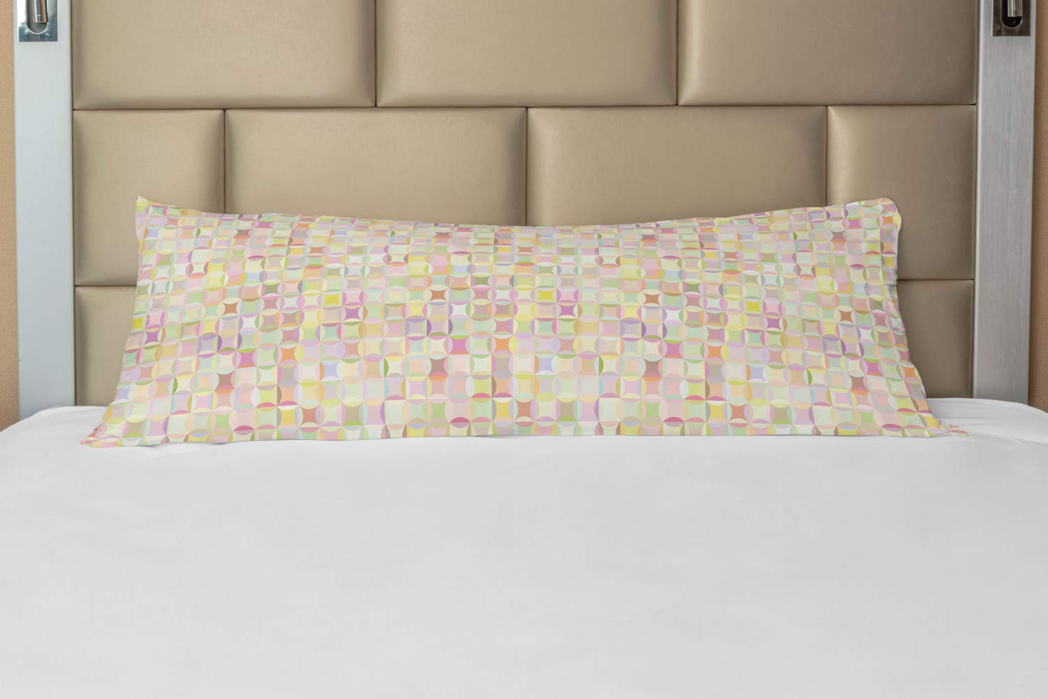 Ambesonne Pastel Body Pillow Cover with Zipper - Retro Polka Dot & Geometric Print Decorative Pillowcase, 21