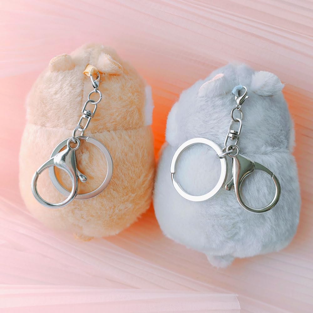 2 Pack Plush Hamster Keychain - Cute Backpack Charm for Handbags & Bags