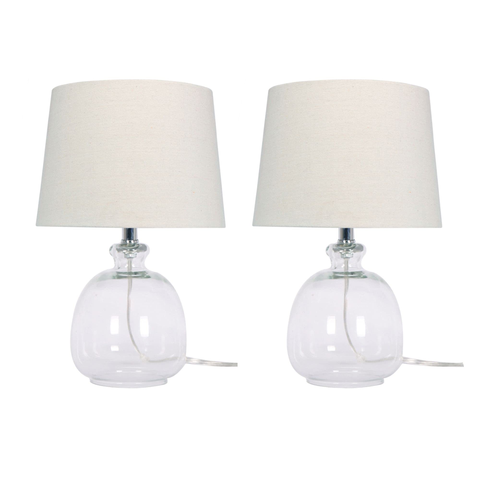 Kingston Living Set of 2 Clear and White Glass Table Lamps 17