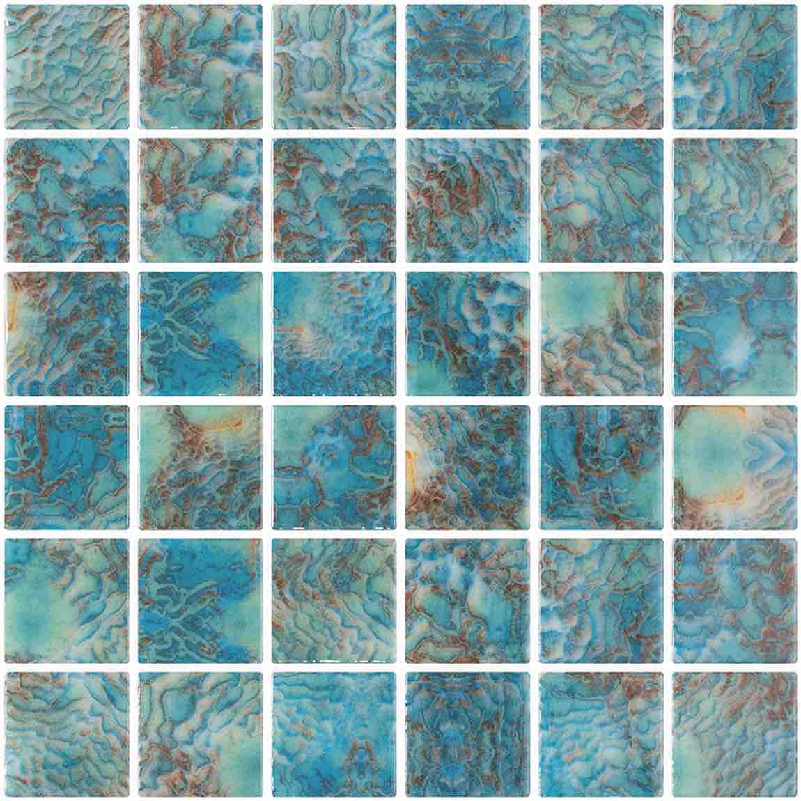 Glass Pool Mosaic Tile Coral Reef Green 2x2 - Waterproof Swimming Pool & Spa Decor for Backyard, Bathroom & Shower Walls