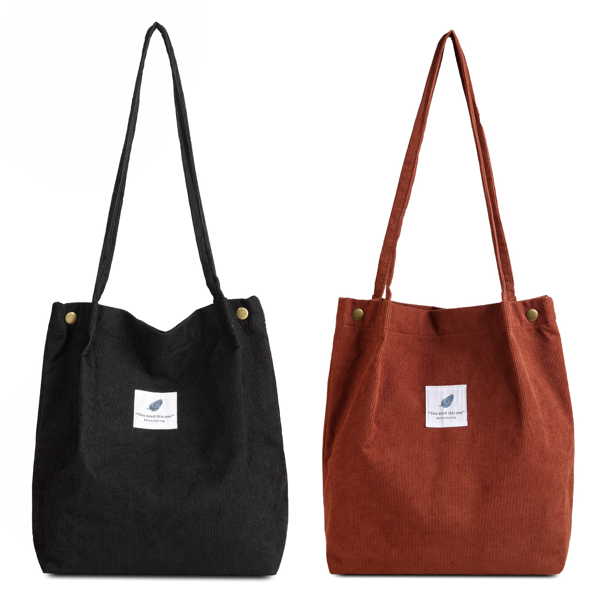 Makukke Corduroy Tote Bag for Women - Large Capacity Shoulder Handbag & Shopping Tote | Perfect for Work, Travel, and Everyday Use