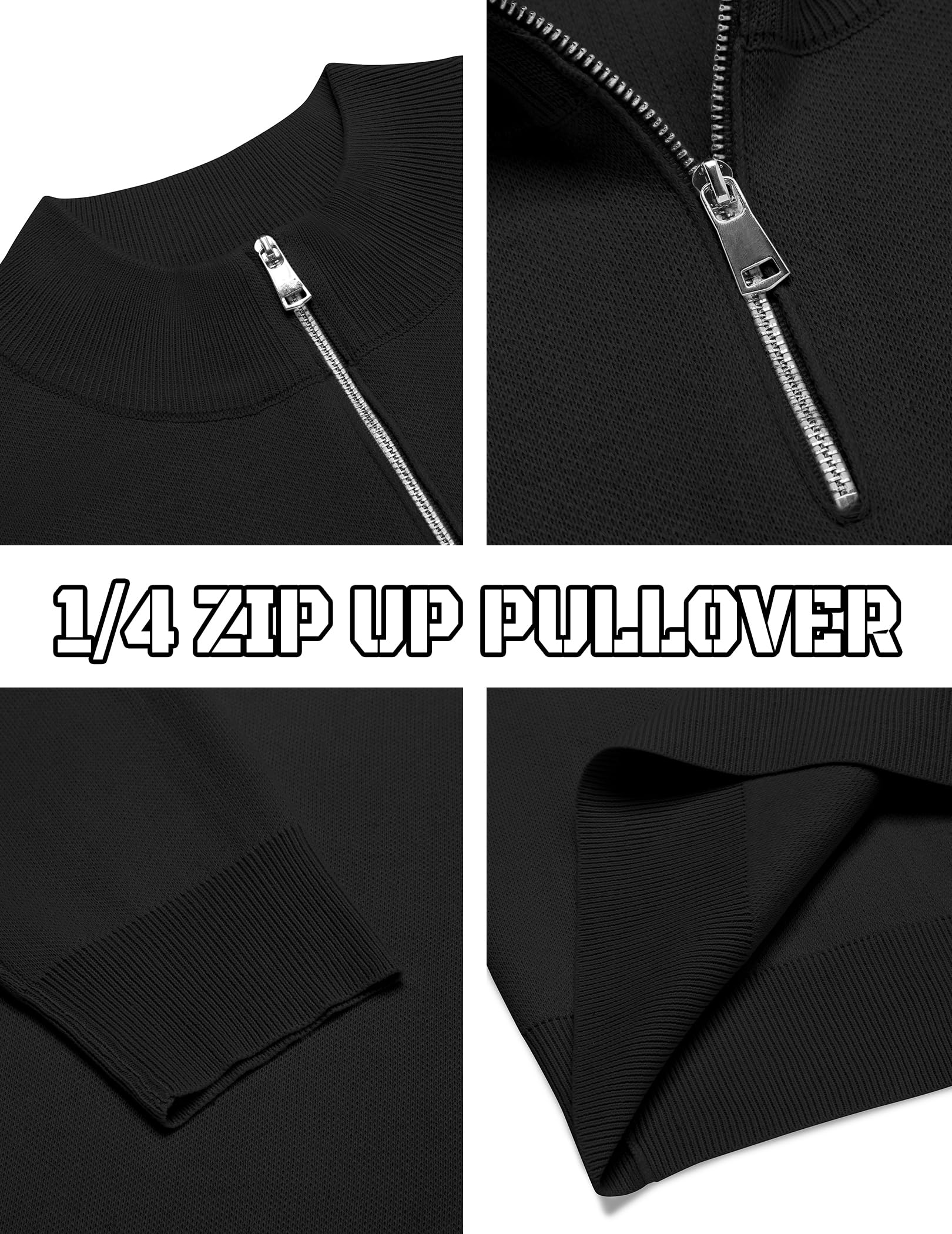COOFANDY Men's Slim Fit Lightweight Quarter Zip Pullover Sweater - Casual Knit Polo for Work & Outdoor Activities