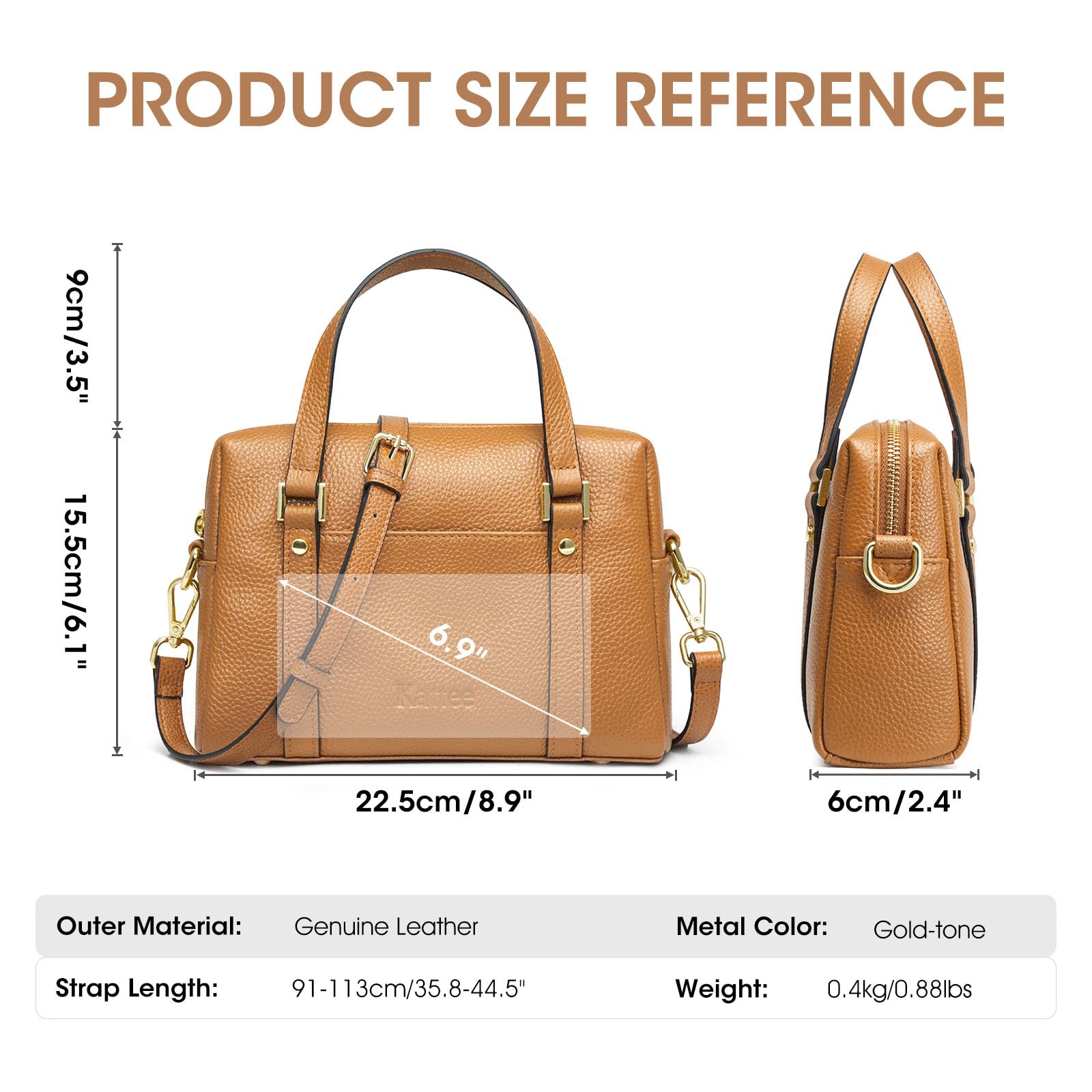 Kattee Women's Small Leather Purses & Handbags - Soft Crossbody Bag with Top Handle, Trendy Shoulder Bag for Daily Use, Work, and Travel