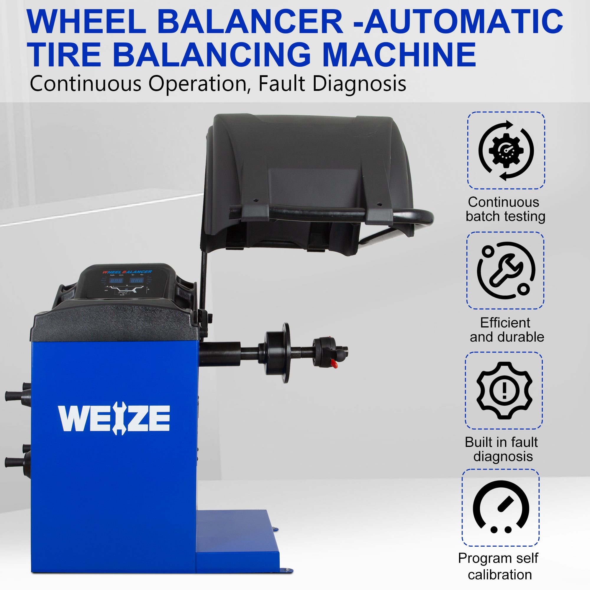 WEIZE Heavy Duty Wheel Balancer Machine - Professional Tire Balancing Equipment with Protective Cover for Auto Repair Shops & DIY Car Maintenance