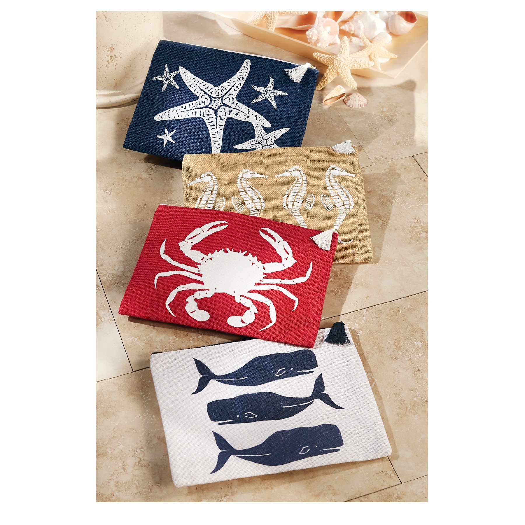 Mud Pie Jute Tideline Case Navy Starfish - Stylish Coastal-Themed Storage Basket for Beach House Decor, Bathroom Organization, and Laundry Room Essentials