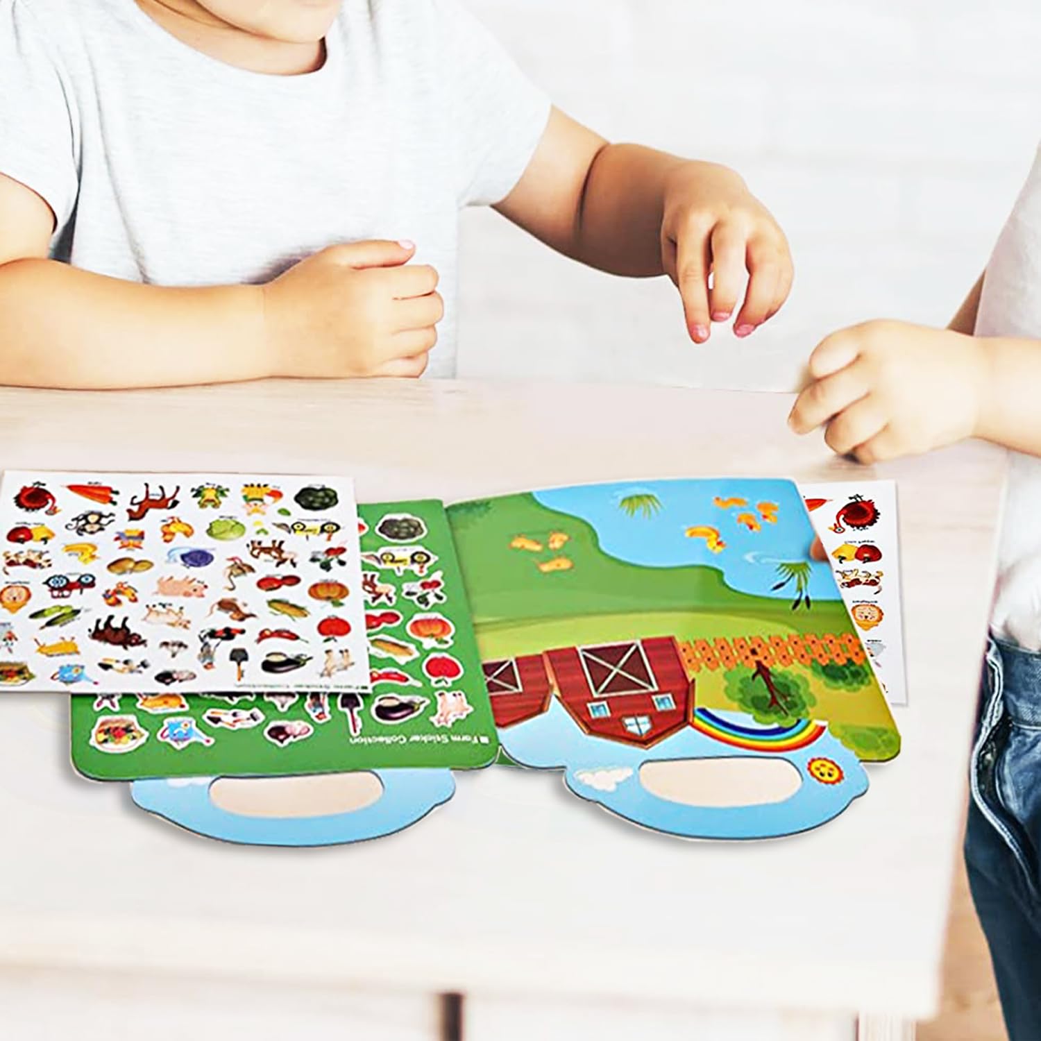 Reusable Sticker Books for Kids - Farm Animal Educational Learning Toys for 3-5 Year Old Boys & Girls, Perfect Travel Activity & Birthday Gift for Toddlers | Fun Classroom & Airplane Entertainment