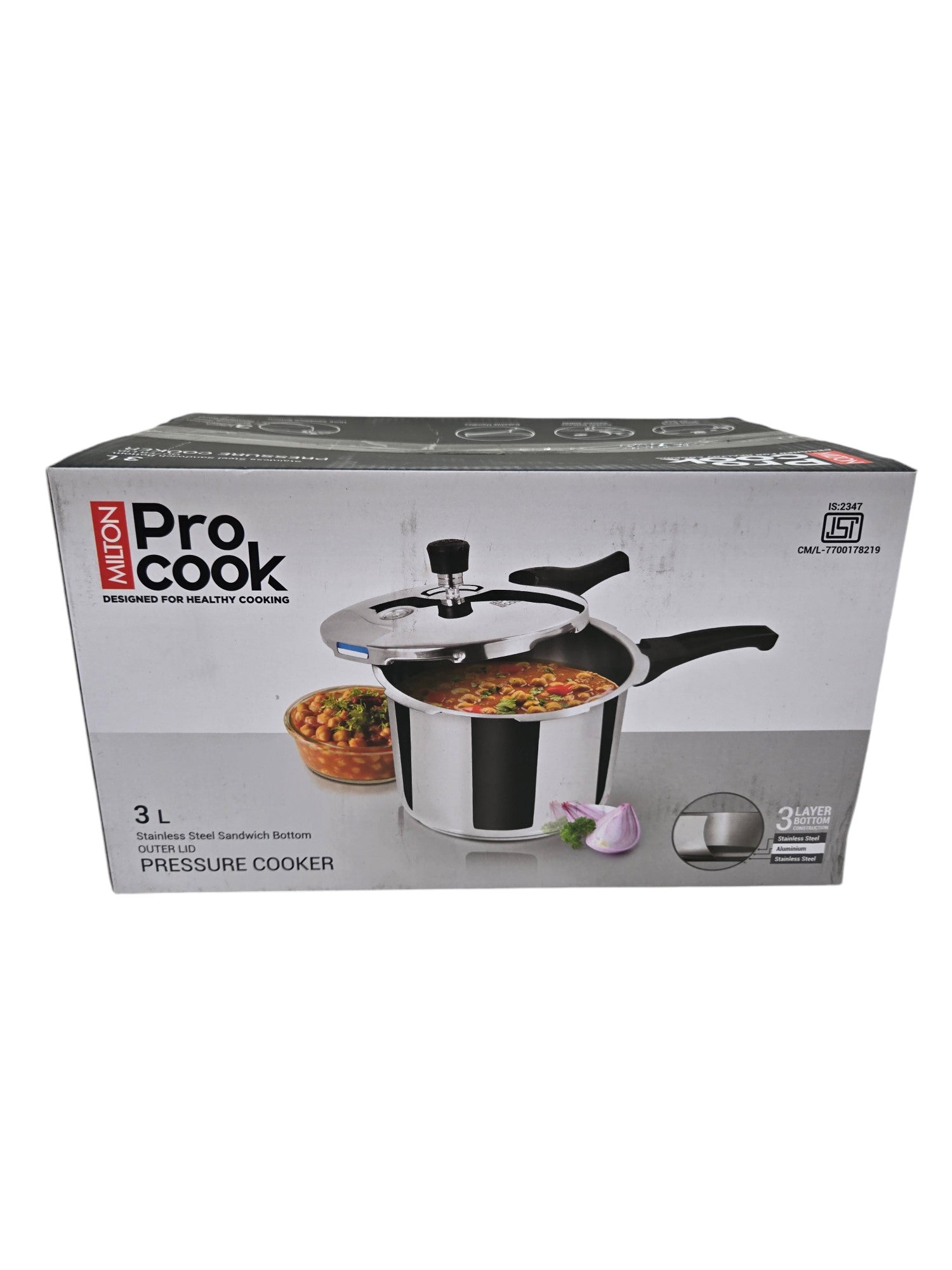 3L Stainless Steel Pressure Cooker - Fast & Safe Cooking for Soups, Stews & Meals - Perfect for Home Kitchens & Camping