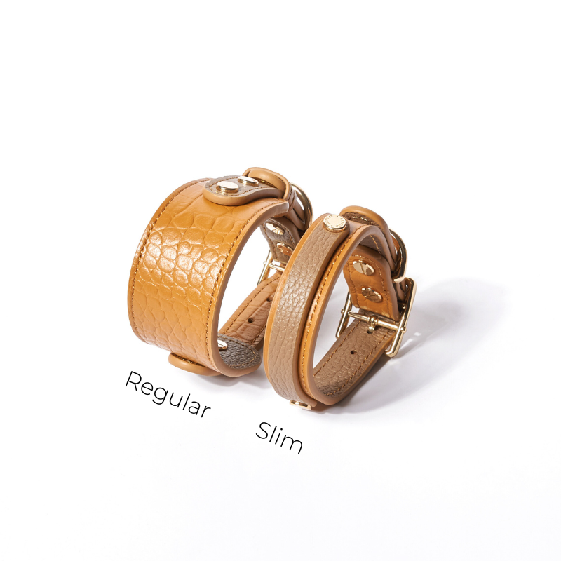 Slim Amber Leather Dog Collar - Adjustable & Durable Pet Collar for Small to Medium Dogs - Perfect for Daily Walks, Training & Outdoor Adventures
