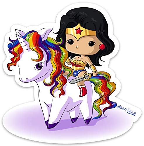 4 Inch Waterproof Unicorn Warrior Vinyl Stickers - Cute Chibi Decals for Laptop, Hydro Water Bottle, Car, Skateboard - Perfect Small Gift for Him or Her - Great for Kids, Teens, and Anime Fans