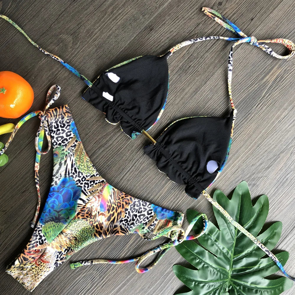 **10 Colors Sexy Push Up Bikini Set for Women - Halter Brazilian Thong Swimsuit Beachwear - Perfect for Pool, Beach, Vacation & Summer Outfits**