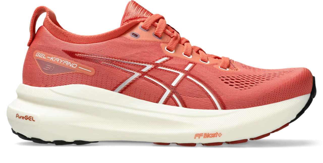 ASICS Women's GEL-Kayano 31 Running Shoes - Desert Red/White - Premium Cushioning for Long-Distance Running & Marathon Training
