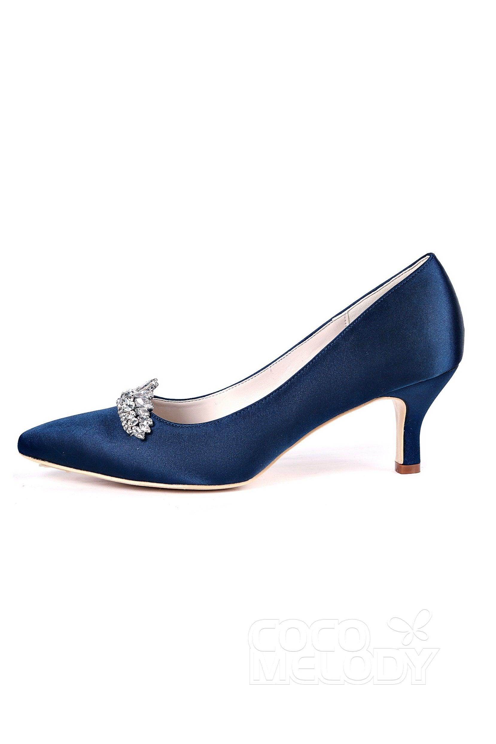 Elegant Low Heel Silk-Like Pointed Toe Wedding Shoes CK0072 - Perfect for Bridal Ceremonies, Proms & Formal Events