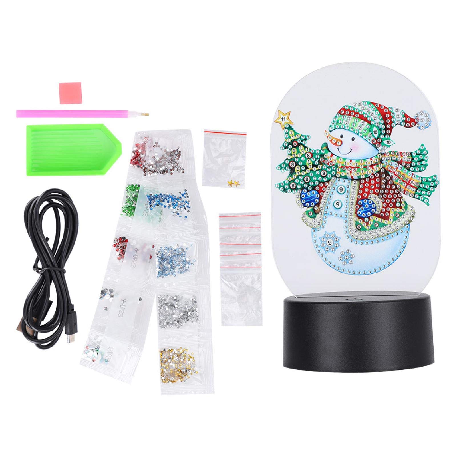 YIHEXUAN Diamond Painting Night Light - Rechargeable Christmas DIY Home Decor with Smart Touch Control | Perfect for Bedroom, Living Room & Holiday Gift (Batteries Not Included)