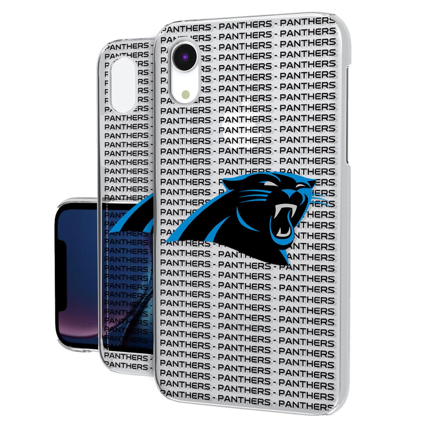Carolina Panthers iPhone Clear Case with Text Backdrop - Slim Protective Cover for iPhone 13/14/15 Pro Max - Perfect for Game Day & Panthers Fans