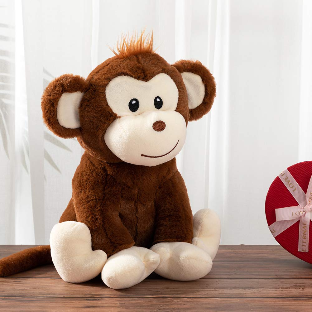 HollyHOME 12 Inch Plush Monkey Stuffed Animal - Soft Brown Monkey Toy for Kids, Perfect Birthday Gift & Cuddly Companion for Bedtime, Playtime and Nursery Decor