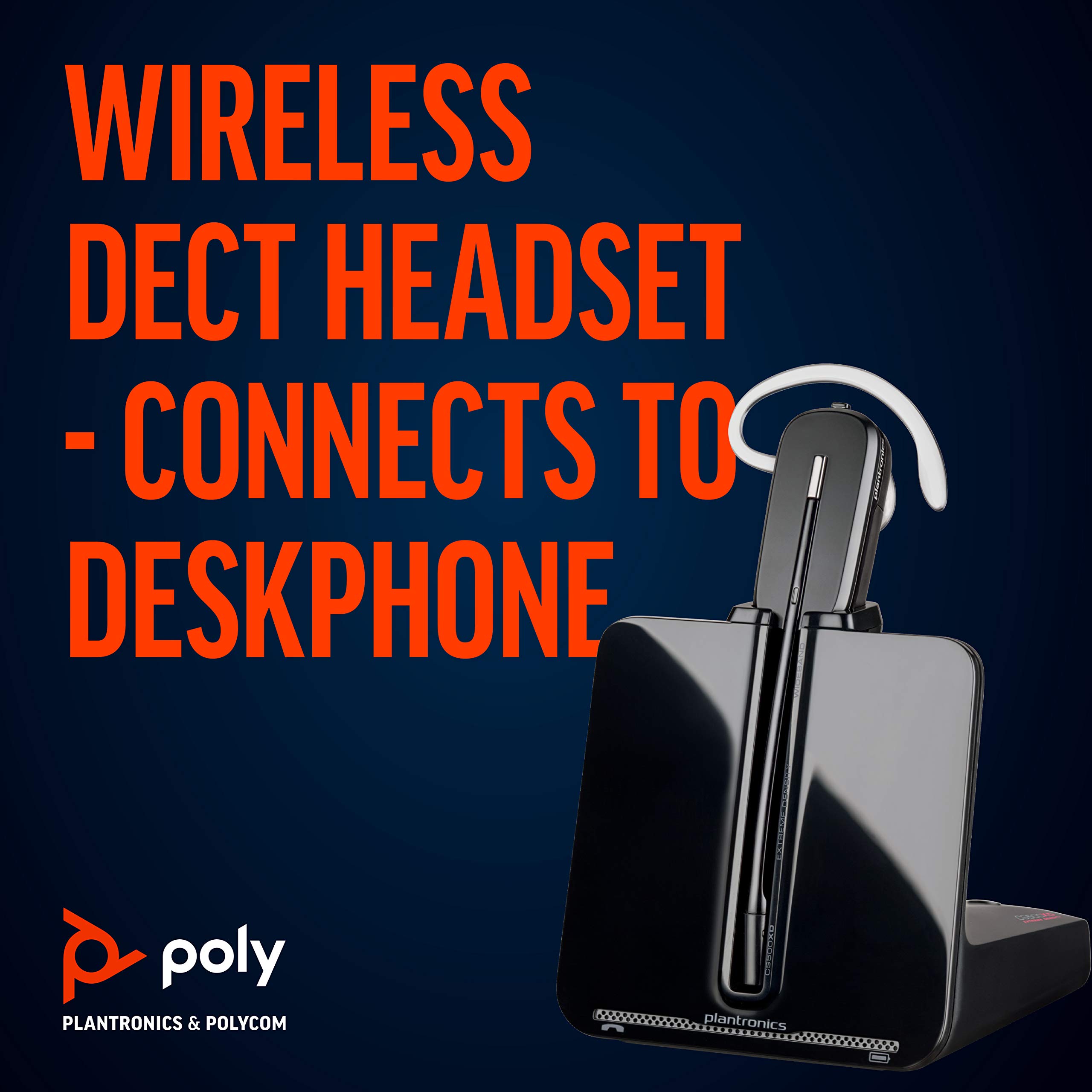 Plantronics CS540 Wireless DECT Headset with Noise Canceling Microphone - Convertible Mono Headset (3 Wearing Styles) for Desk Phones - Ideal for Office, Call Center & Remote Work Professionals