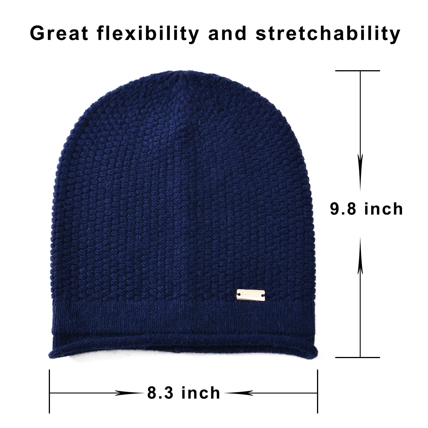 Jaxmonoy Women's Slouchy Beanie - Soft Warm Knit Skull Cap for Winter - Navy Medium Size - Perfect for Outdoor Activities, Skiing & Casual Wear