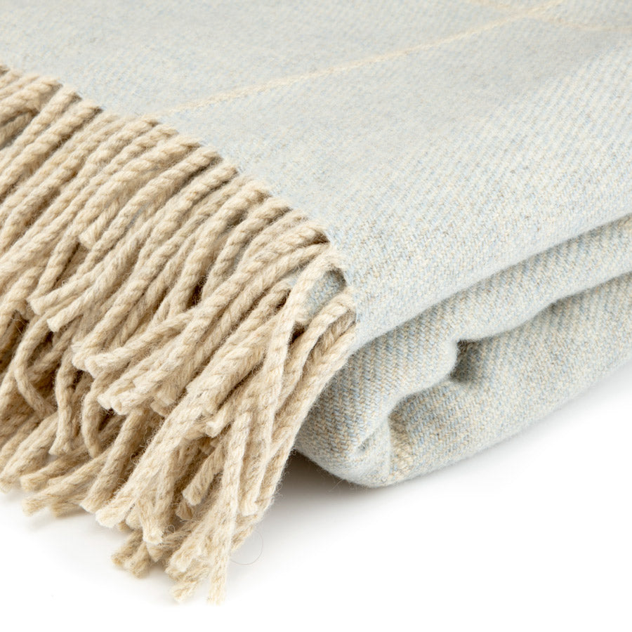 Premium Inchyra Scottish Wool Throw Blanket - Soft & Warm Sky Blue Plaid Design for Cozy Home Decor, Living Room, Bedroom & Gift Giving