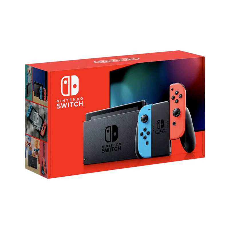 Nintendo Switch V2 Console with Neon Blue & Neon Red Joy-Con - Portable Gaming System for Home, Travel & Multiplayer Fun