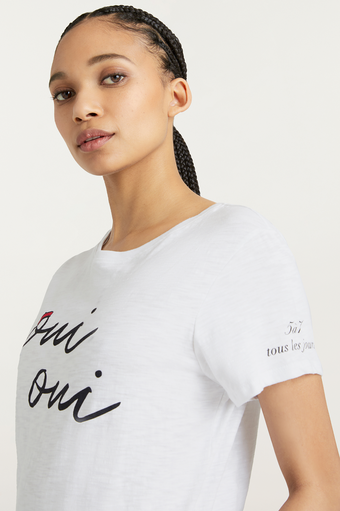 Cinq A Sept Shrunken Oui Oui Tee - Trendy French-Inspired Women's Graphic T-Shirt for Casual Wear & Street Style