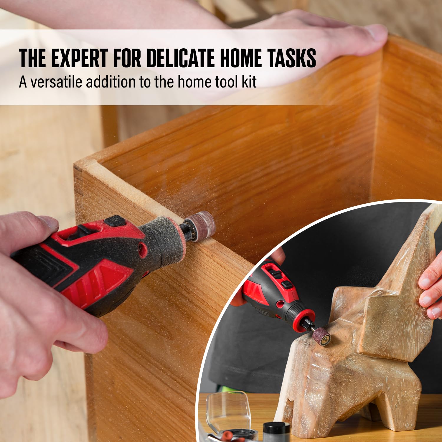 POPULO 12V Cordless Rotary Tool Kit with 114 Accessories - 5 Variable Speeds up to 32000RPM - Engraver, Sander, Polisher for DIY, Woodworking, Metal Crafting & Home Repair - Includes Safety Shield & Easy Change System