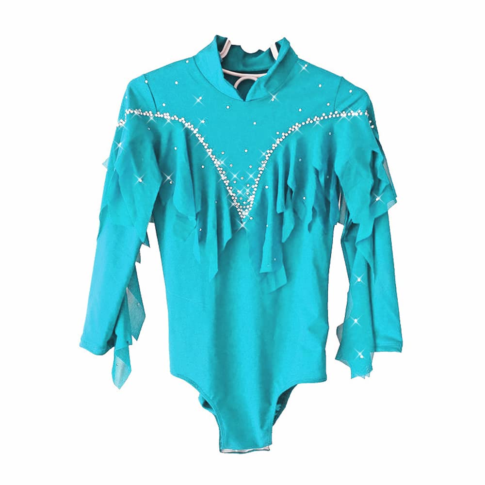 LIUHUO Men's Rhythmic Gymnastics Leotard & Boys Figure Skating Unitard - Stretchy Performance Top for Youth Athletes in Blue | Perfect for Competitions, Training & Dance Routines