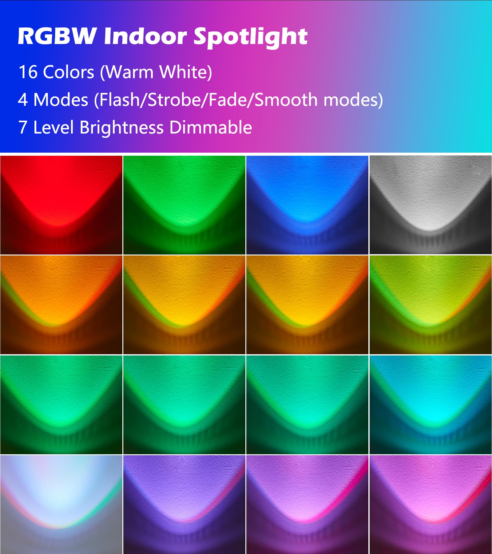 2 Pack RGBW LED Spot Lights - Remote Control Accent Lighting for Indoor Plants & Decor