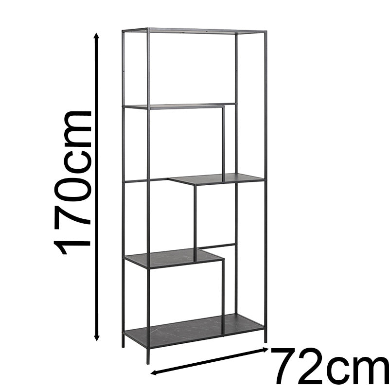 INFINITY 72x170cm Black Metal Shelving Unit - Heavy Duty Storage Rack for Garage, Basement, Office & Warehouse Organization