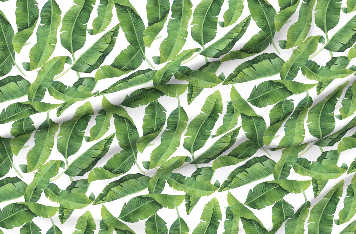 Watercolor Banana Leaves Hawaiian Tropical Abstract Fabric by The Yard - Printed Upholstery Velvet for Modern Home Decor, Durable Bottomweight Apparel & DIY Projects | Perfect for Curtains, Pillows, Dresses & Tropical-Themed Interior Design