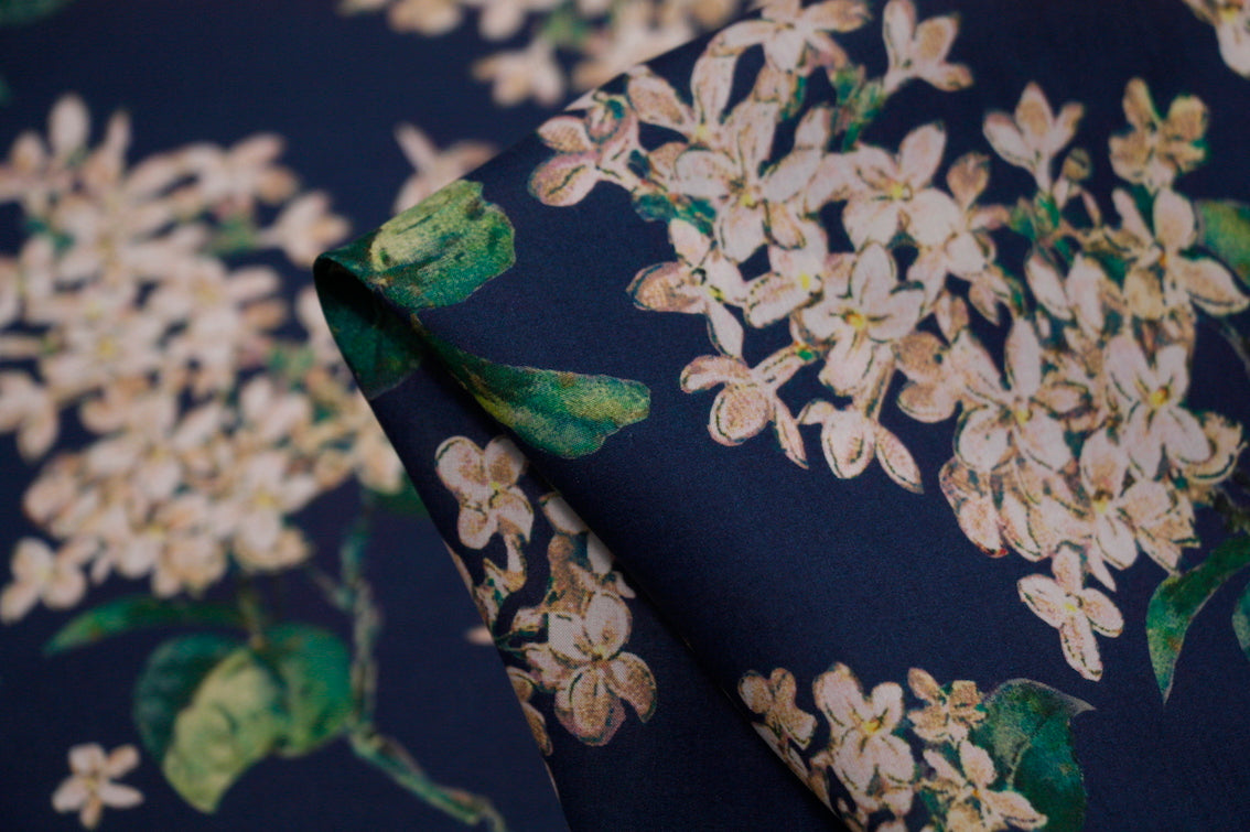 Liberty of London Archive Lilac Navy Floral Print Fabric - Perfect for Dresses, Scarves & Home Decor