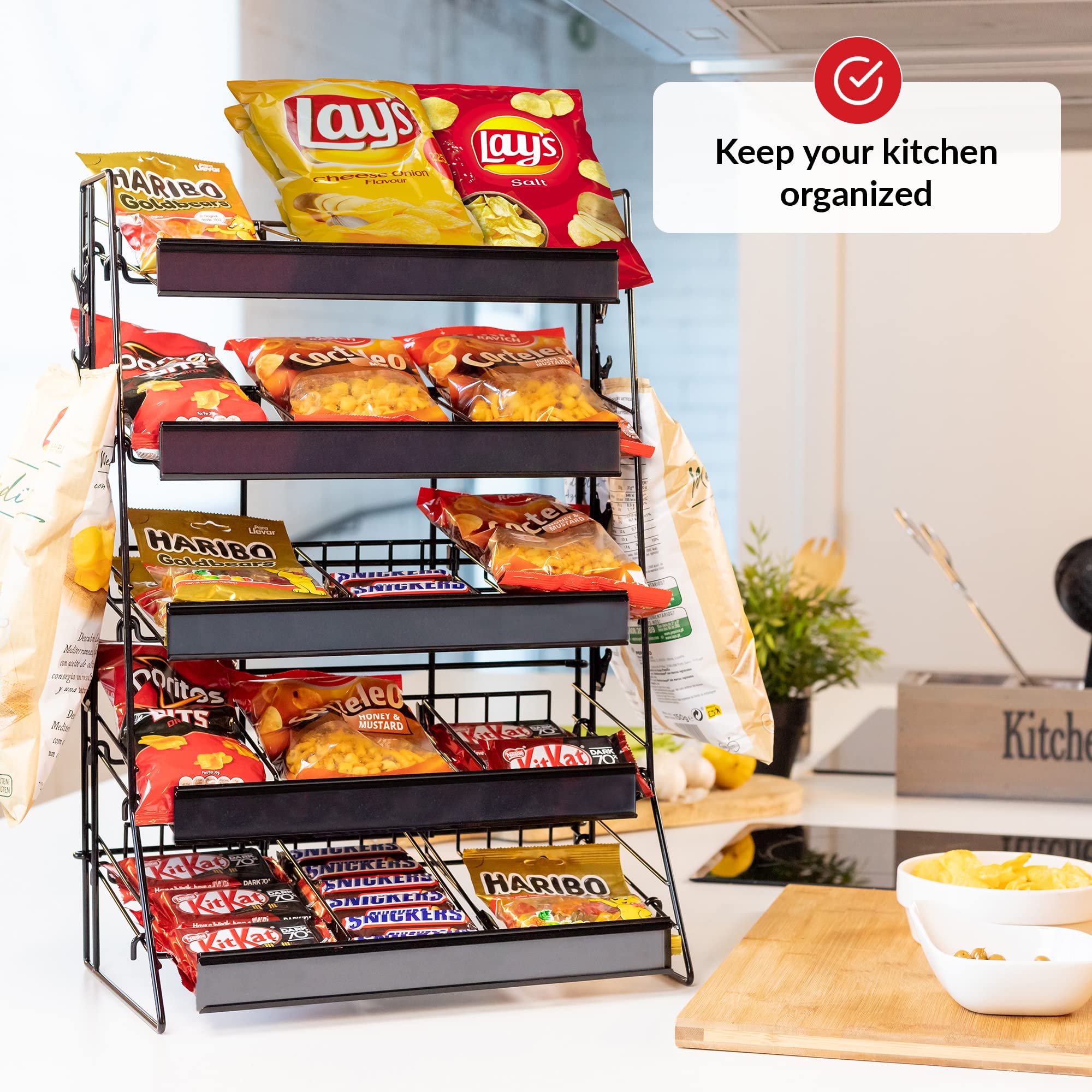 Premium Candy Display Rack - Countertop Snack Organizer for Retail Stores, Offices & Cafes | Durable Chip Rack & Snack Stand for Counter Displays | Merchandising Shelf for Candy, Chips, Cookies & Treats - Perfect for Convenience Stores, Supermarkets & Break Rooms