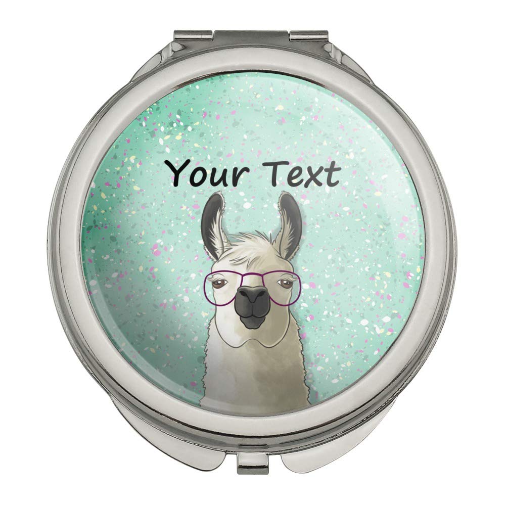 Custom Engraved Hip Llama with Glasses - Compact Travel Purse & Makeup Mirror for Women | Perfect for Vacation, Date Night & Everyday Use
