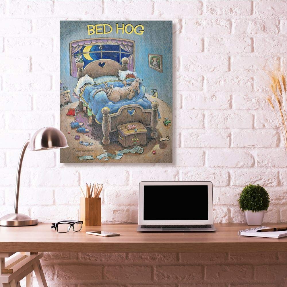 Stupell Industries Bed Hog Funny Pet Dog Cartoon Canvas Wall Art - 36