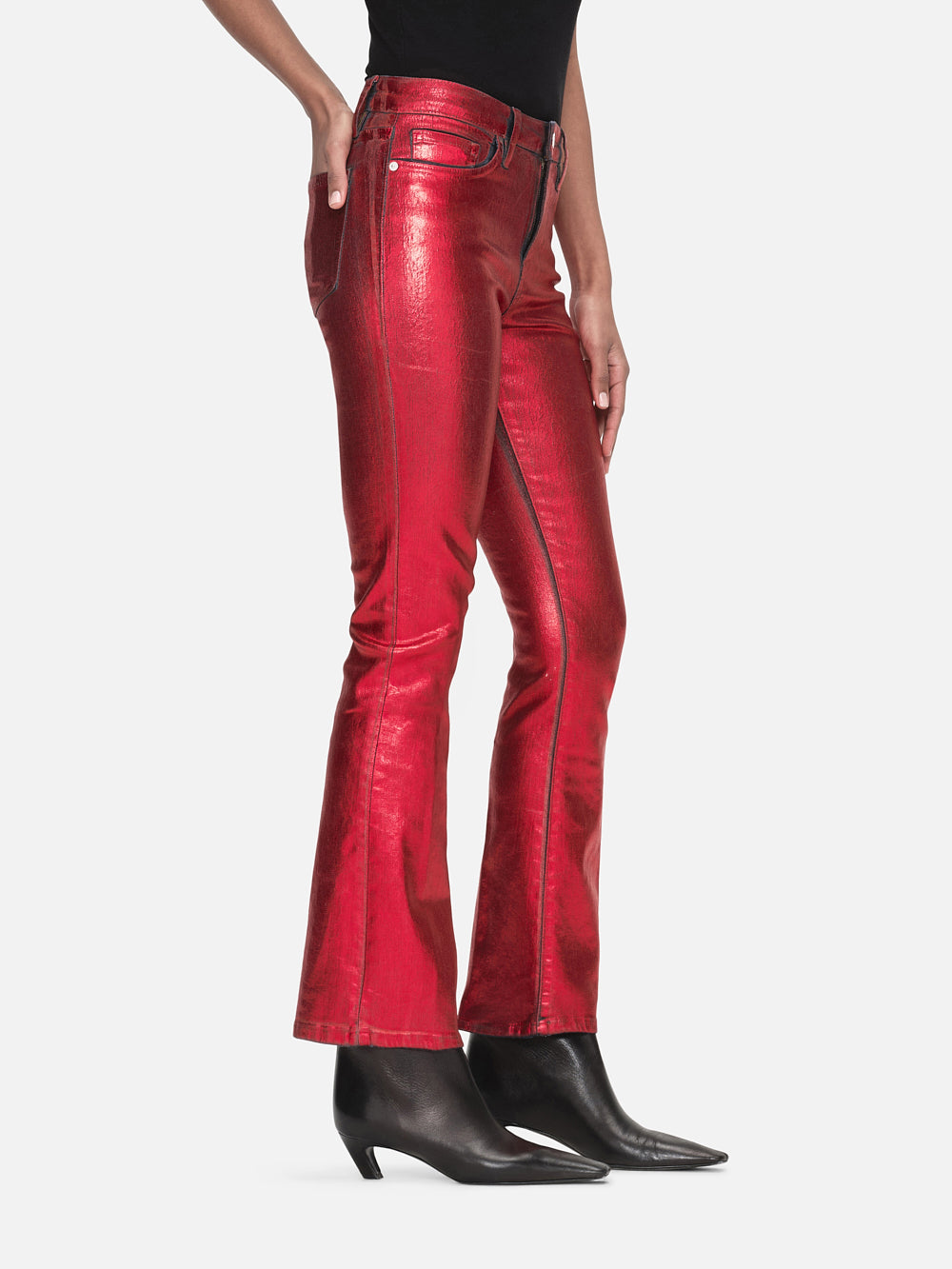 Red Chrome Lunar New Year Ankle Boots for Women - Stylish Mini Booties for Chinese New Year Celebrations & Festive Outfits