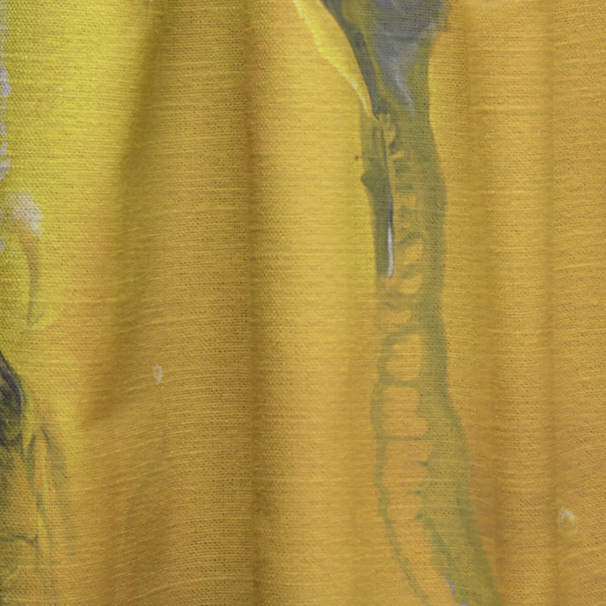 DesignQ Thermal Insulated Curtains - Yellow, Black & Marbled Acrylic Painting Single Panel (52x120 inches) for Bedroom & Living Room - Blackout Drapes for Privacy, Energy Efficiency & Home Decor