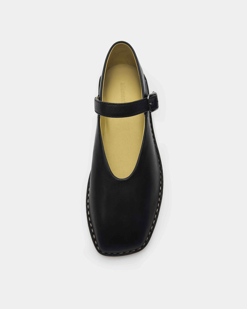 Black Nappa Leather Mary Jane Flats for Women - Comfortable & Stylish Ballet Shoes for Work, Office & Casual Wear