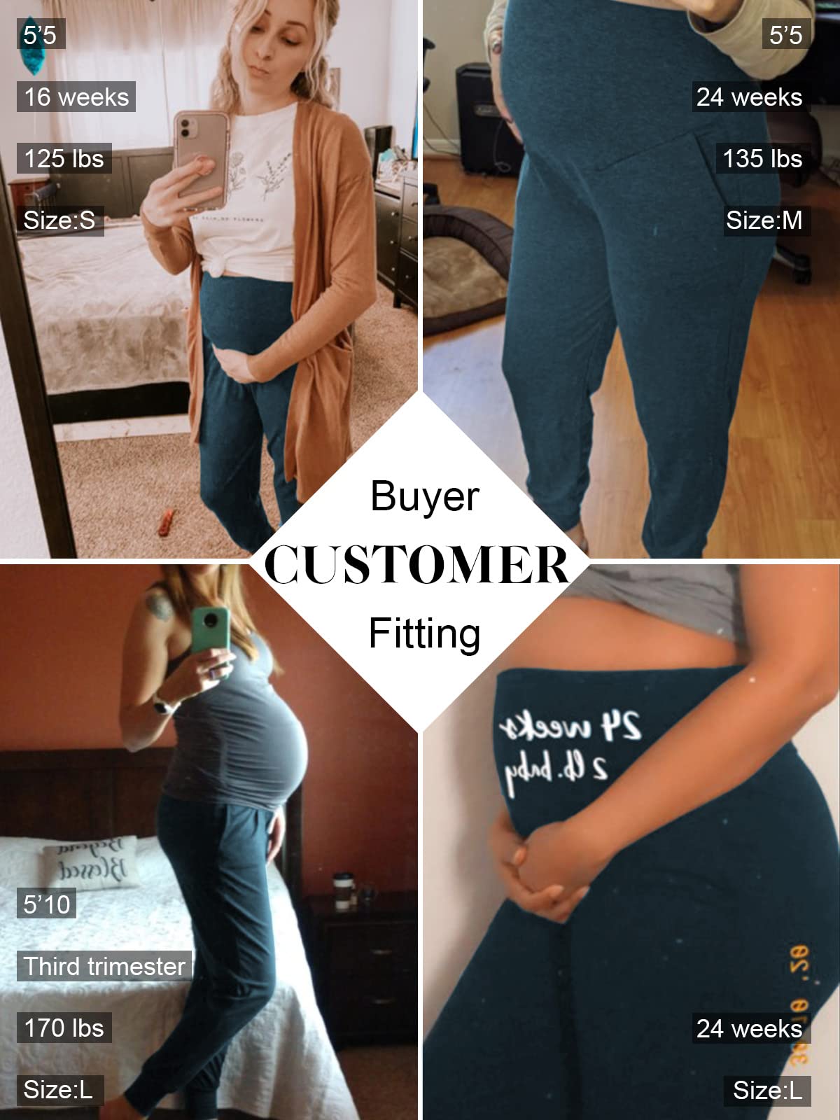 Liu & Qu Women's Maternity Stretchy Lounge Pants - Soft Comfortable Casual Pregnancy Pants for Everyday Wear, Yoga & Relaxation at Home
