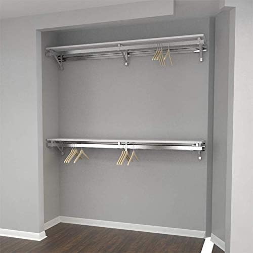 32 Inch White Double Hanging Closet Shelf Organizer - Space Saving Closet Storage System for Bedroom, Walk-in Closet & Dorm Room Organization