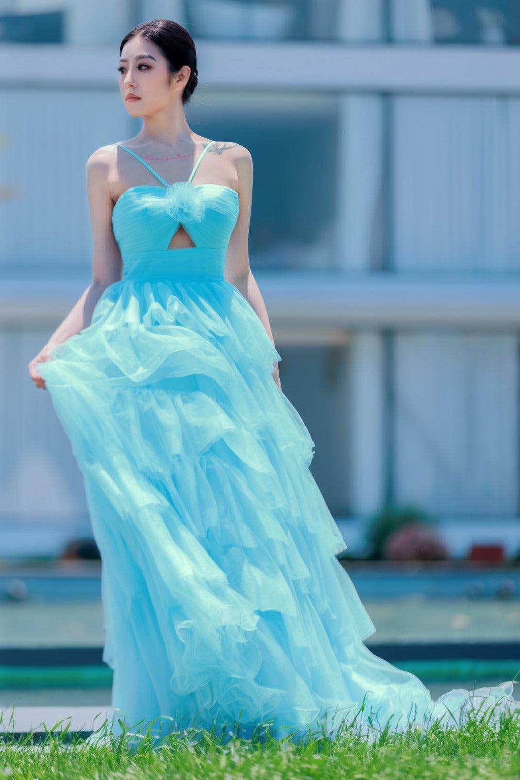Elegant Princess Sweep Brush Train Tulle Prom Dress CS0493 - Perfect for Homecoming, Ball Gowns & Formal Events