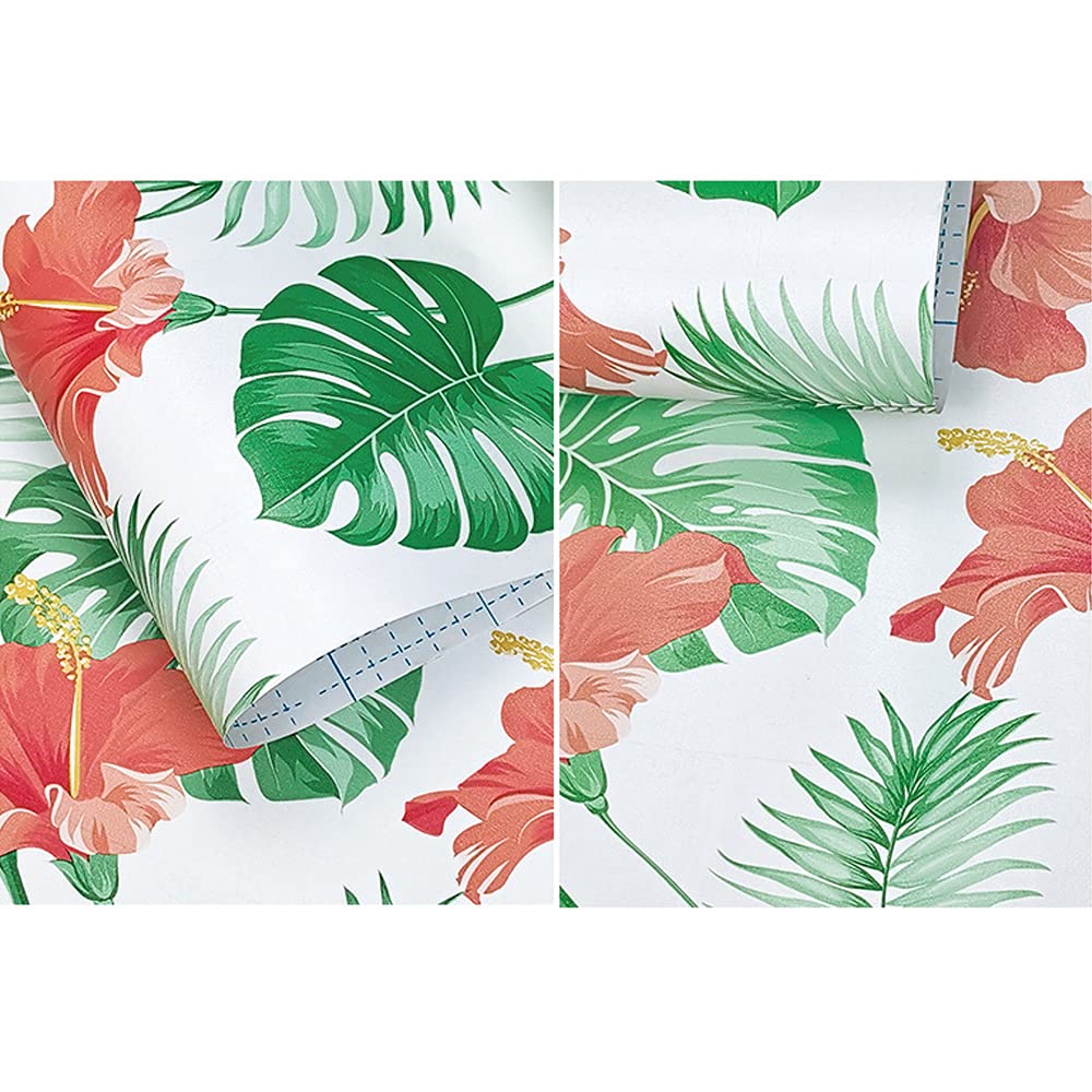 Non-Slip Self-Adhesive Shelf Liner - Red Canna Flower Pattern - 118x17.7 Inch Drawer & Cabinet Liner - Waterproof Kitchen Shelf Paper for Dressers, Closets, Pantry Organization & Furniture Protection
