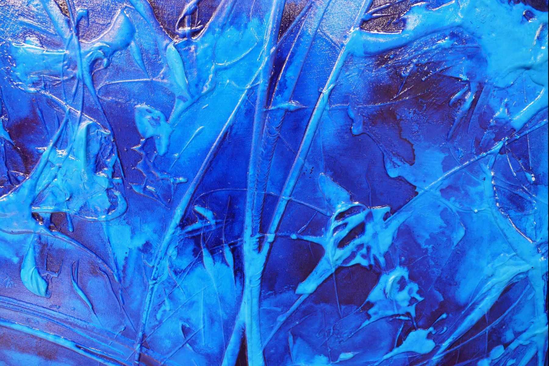 240cm x 120cm Blue Ink Textured Abstract Painting - Sapphire Sugar - Modern Wall Art for Living Room, Bedroom & Office Decor