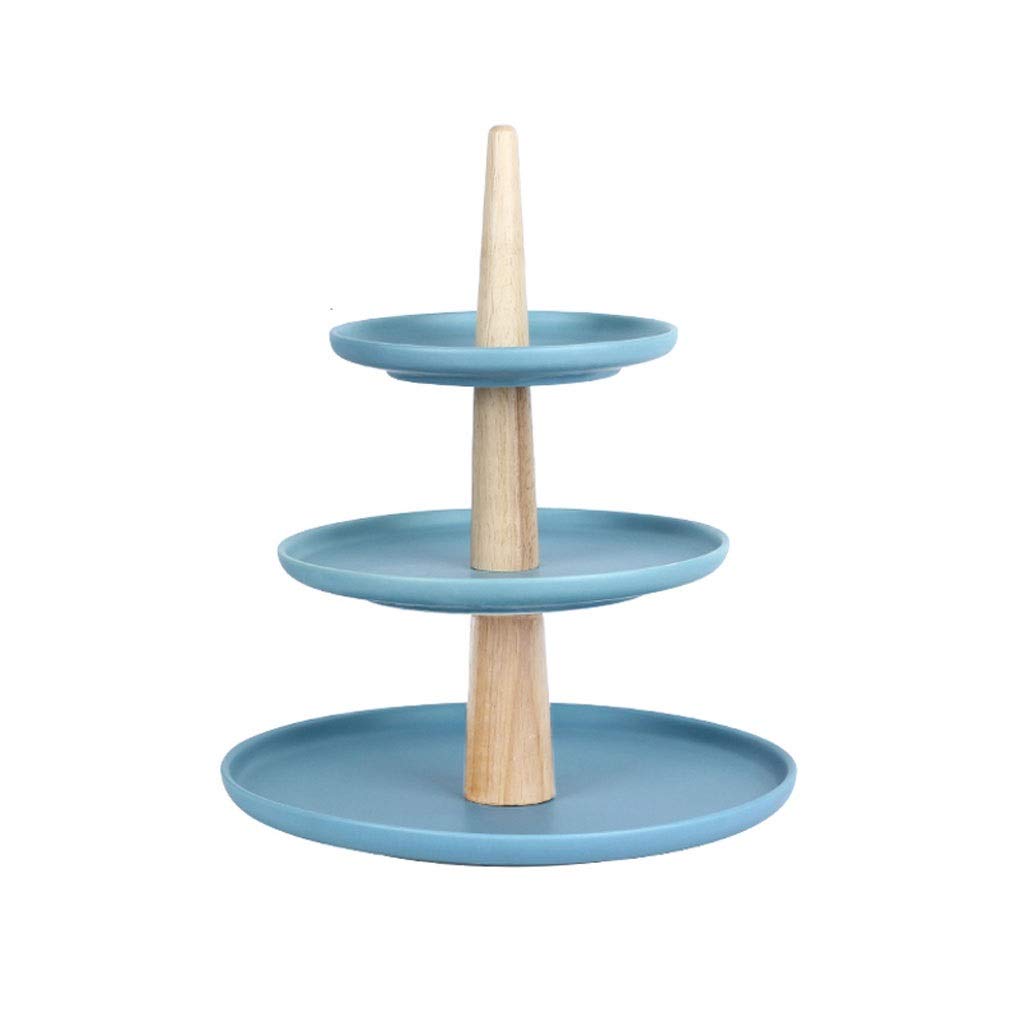 3-Tier Ceramic Cake Stand for Afternoon Tea, Desserts, Fruits & Pastries - Multi-Layer Display Tray for Parties, Weddings & Home Decor (Blue)
