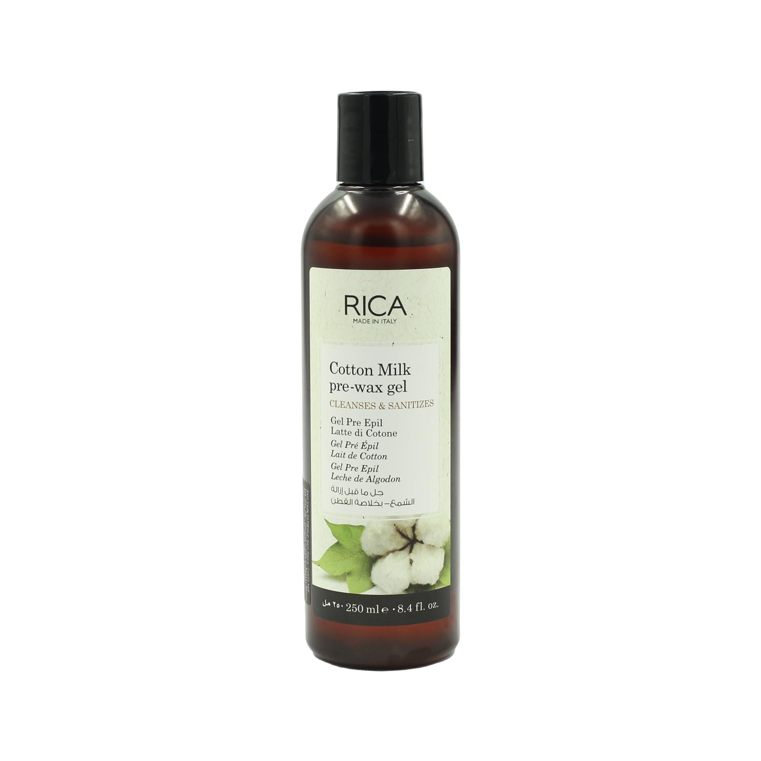 Rica Cotton Milk Pre Waxing Gel - Natural Hair Waxing Preparation with Hydrated & Softened Skin | 250ml | Ideal for Smooth Waxing at Home or Salon