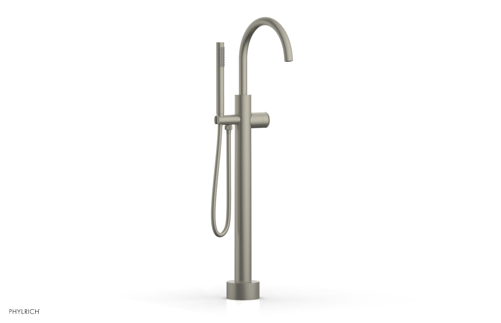 BASIC II Low Floor Mount Tub Filler with Knurled Handle and Hand Shower - Model 230 44 03 - Perfect for Modern Bathrooms and Spa-Like Showers
