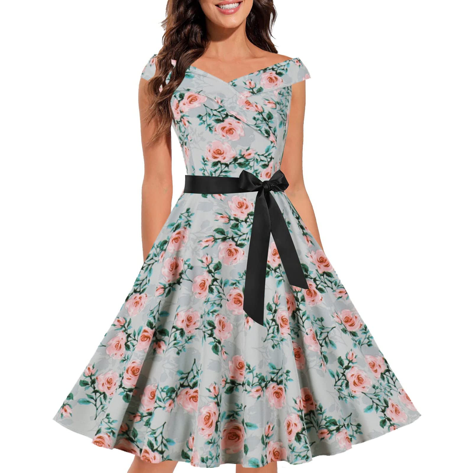 Vintage 1950s Retro Women's Cocktail Dress - Sleeveless Swing Party Dress, Floor Length Prom Gown in Pink | Perfect for Evening Parties, Dances, and Special Occasions