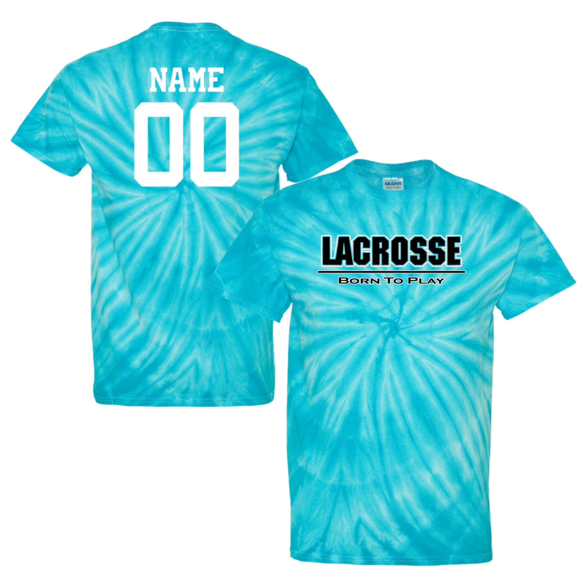 Custom Lacrosse Tie Dye T-Shirt - Born to Play Logo - Breathable Cotton Tee for Lacrosse Players, Sports Fans & Casual Wear