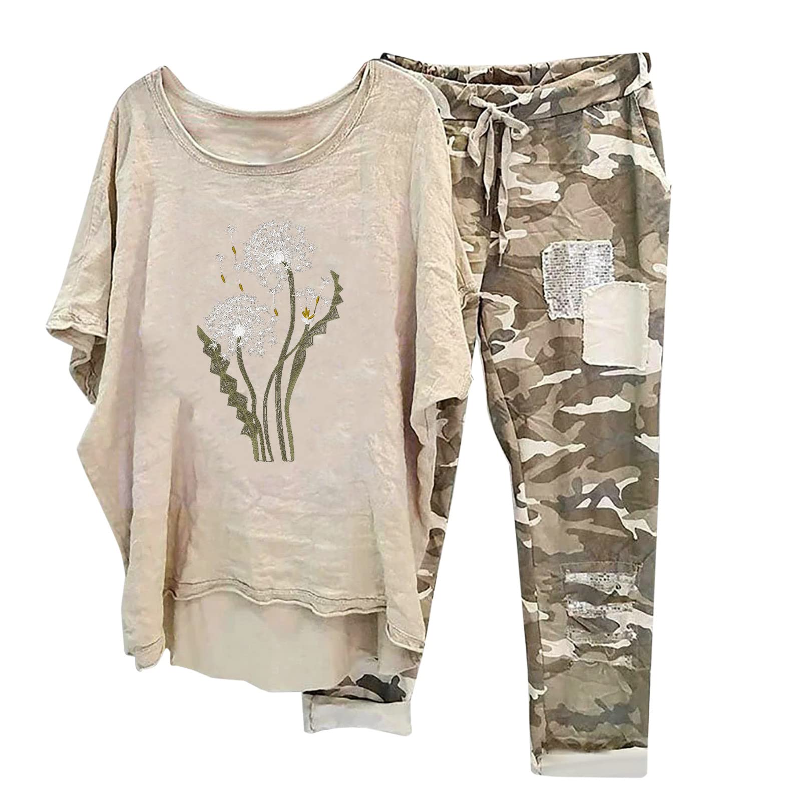 Women's Linen Shirt & Wide Leg Pants Set - 2 Piece Outfit for Fall | Comfortable Maternity Pajamas & Casual Sweatpants | Perfect for Home, Office & Travel