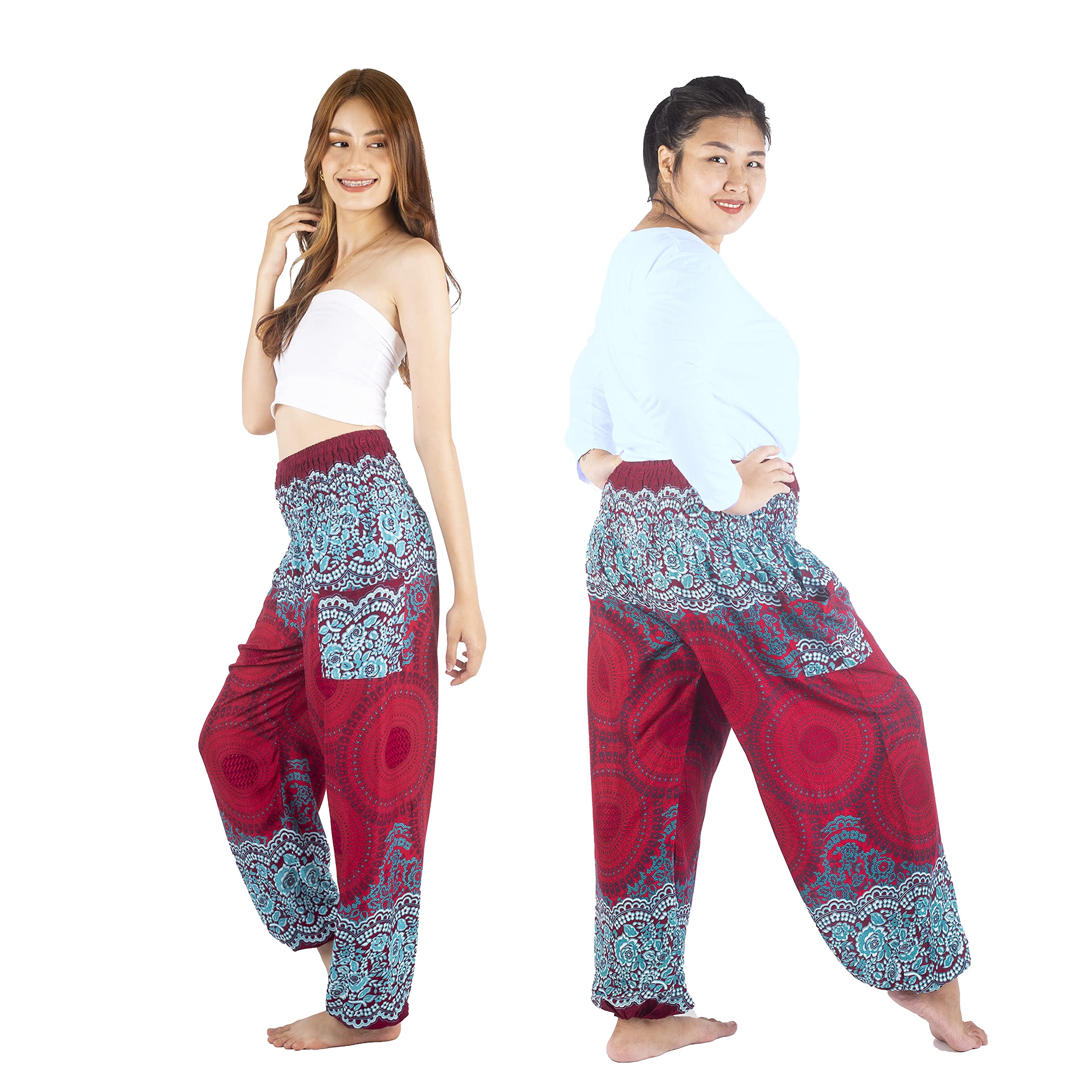 Boho Harem Pants for Women - Comfortable Yoga Trousers, Bohemian Beach Lounge Pants for Yoga, Meditation & Vacation Wear