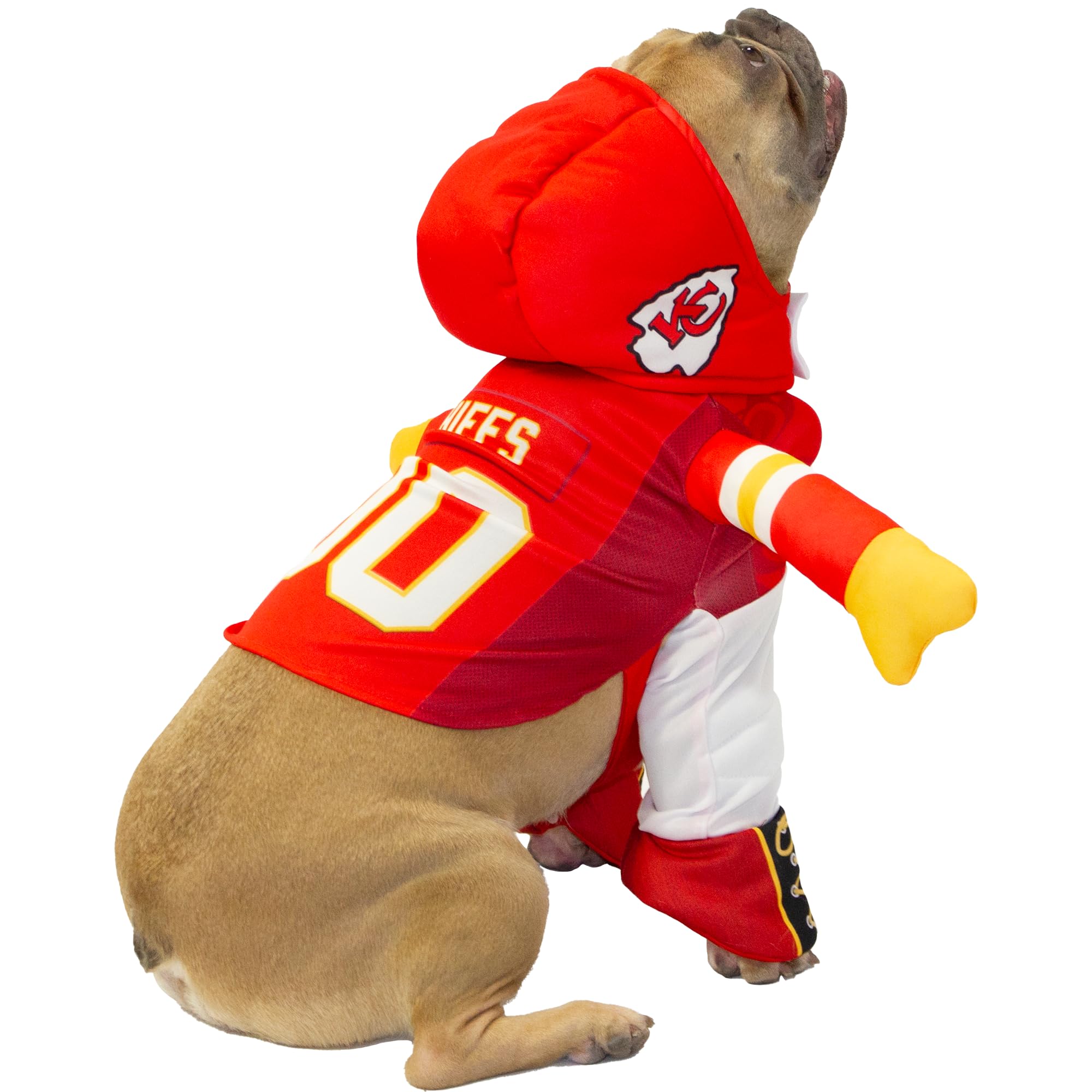 NFL Kansas City Chiefs Officially Licensed Running Dog Costume - 2-Piece Set with Bodysuit and Hat (Red, Large) for Game Day, Pet Parades, and Team Spirit Events